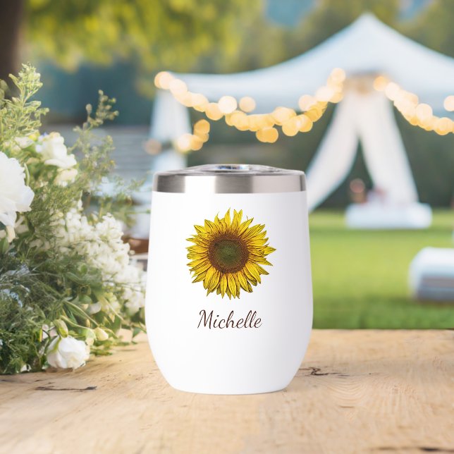 Rustic Sunflower Boho Botanical Personalized (Boda (girada))