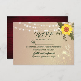 Rustic Sunflower String Luces Boda Tarjeta RSVP
