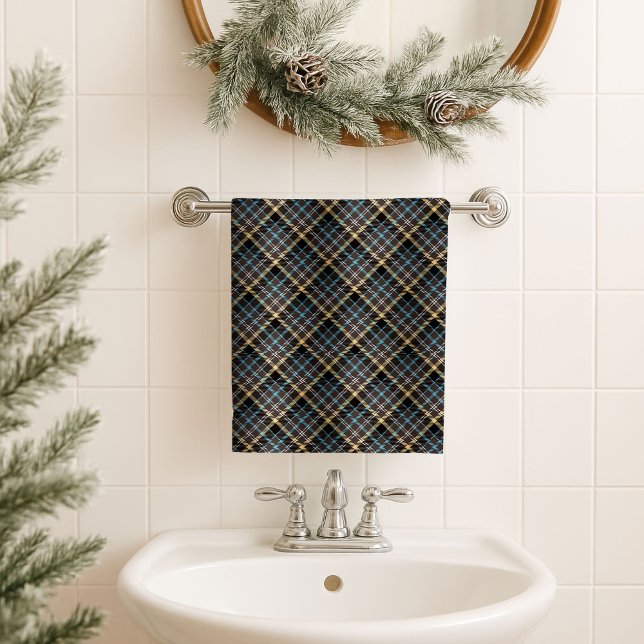 Rustic Tartan Towel – Blue Yellow Gift for Guys (Rustic Tartan Towel – Blue Yellow Gift for Guys)