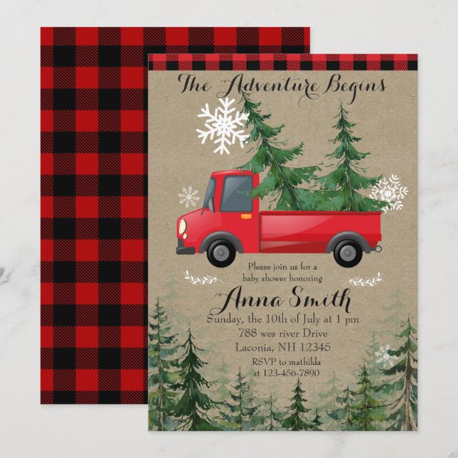 Rustic The Adventure empieza invitación a Baby Sho (Anverso / Reverso)