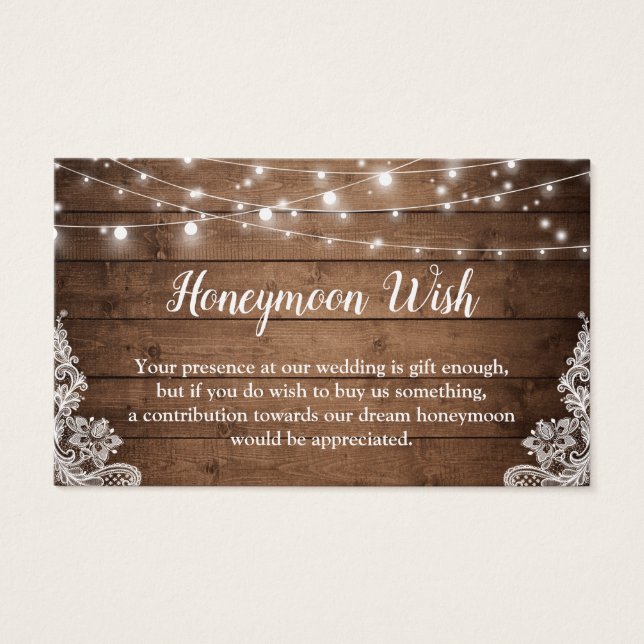 Rustic Twinkle Lights Boda Tarjeta de Fondo para l (Anverso)