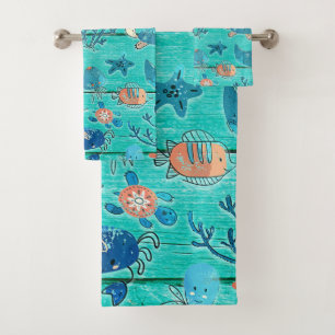 Rustic Verde azulada Wood & Under Sea Friends Whim