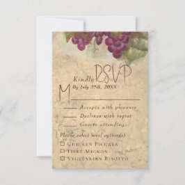 Rustic Vineyard Wedding Meal Choice RSVP