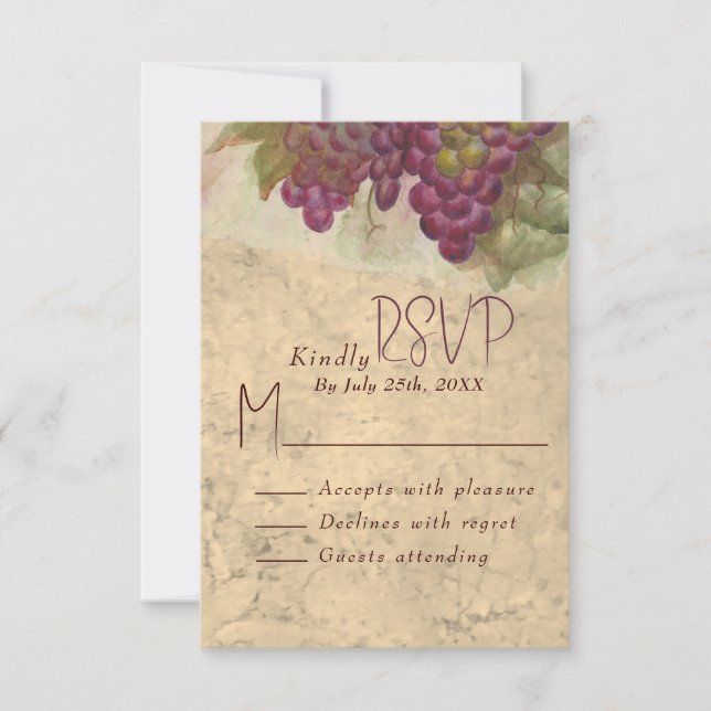 Rustic Vineyard Wedding RSVP Response Card (Anverso)