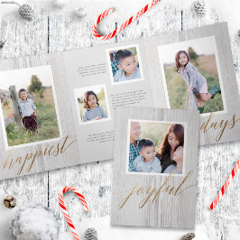 Rustic White Wash Wood Tarjeta fotográfica triple 