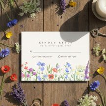 Rustic Wildflower Meadow Wedding RSVP 