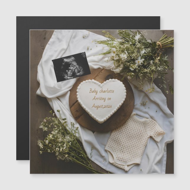 Rustic wildflower pregnancy announcement keepsake  (Anverso/Reverso)