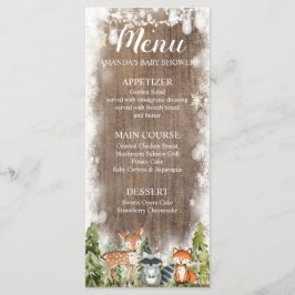 Rustic Winter Animals Woodland Birthday Menu