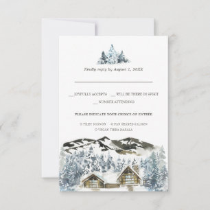 Rustic Winter Mountain RSVP con opción de comida
