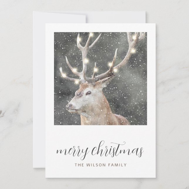 Rustic Winter Stag String ilumina las tarjetas de  (Anverso)