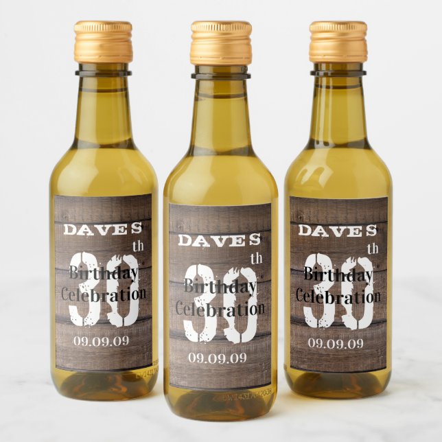 Rustic Wood 30 a favor de mini fiesta de cumpleaño (Botellas)