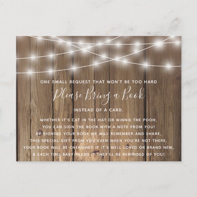 Rustic Wood BabyQ Baby Shower Trae una tarjeta de  (Anverso)