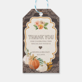 Rustic Wood Lace Fall Gracias Etiqueta Favor