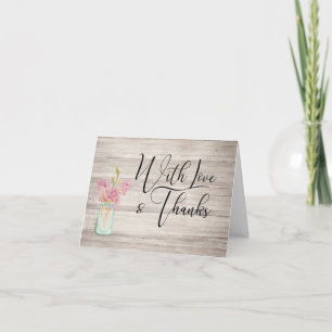 Rustic Wood Mason Jar Gracias Tarjeta De Nota Scri