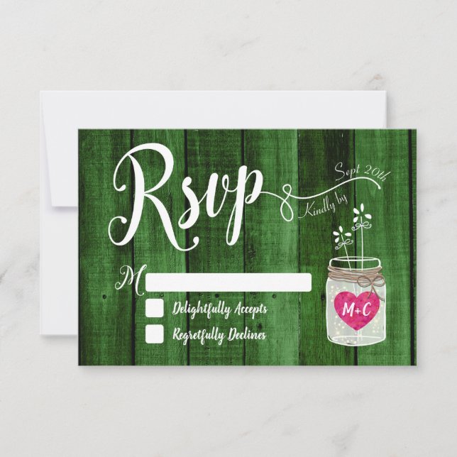 Rustic Wood Mason Jar Wedding RSVP (Anverso)