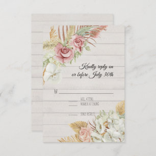 Rustic Wood Pampas Palm Rose Wreath Foliage RSVP
