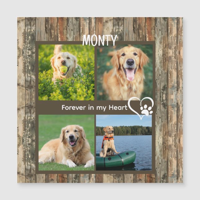 Rustic Wood Pet Keepsake Memorial Photo Collage  (Anverso)