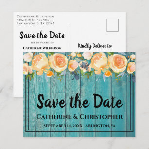 Rustic Wood Save the Date Peach Rosa Invitación