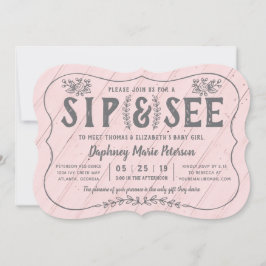Rustic Wood Sip y ver la invitación de Baby Shower