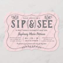 Rustic Wood Sip y ver la invitación de Baby Shower