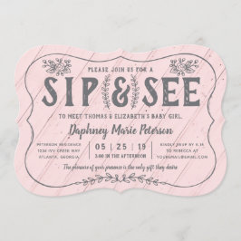 Rustic Wood Sip y ver la invitación de Baby Shower