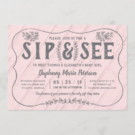 Rustic Wood Sip y ver la invitación de Baby Shower