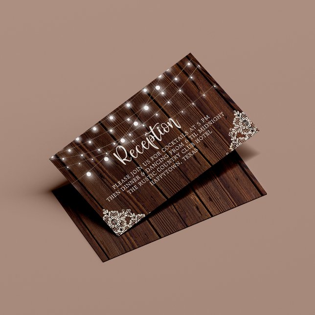 Rustic Wood String Lights Lace Wedding Recepcion (Subido por el creador)