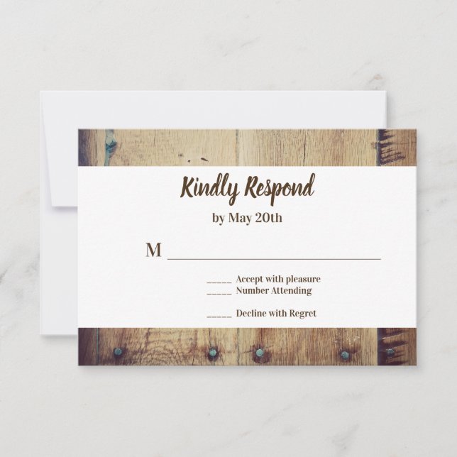 Rustic Wood tú y yo Wedding RSVP (Anverso)