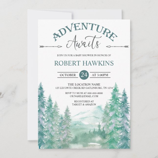 Rustic Woodland Adventure espera la invitación de  (Anverso)