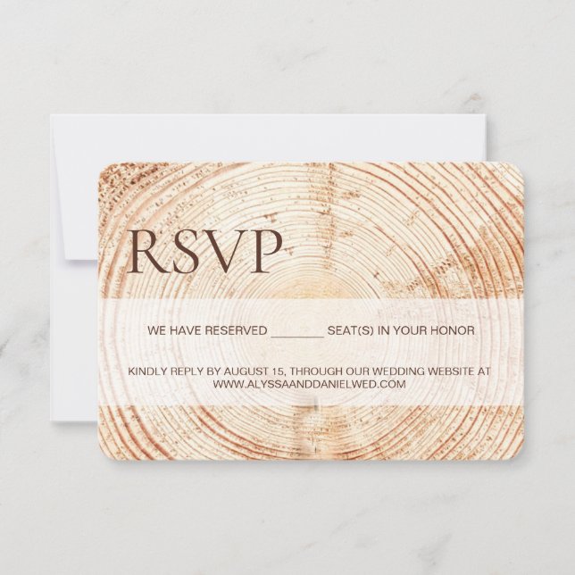 Rustic Woodland tree bark RSVP reserved Seating (Anverso)