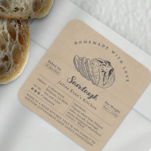 Rústica boceto casero Sourdough etiqueta ley de ca