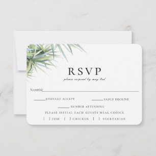 Rústica Boda de hojas de palmera RSVP Comida Tarje
