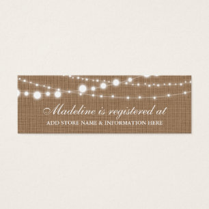 Rústica Burlap Bridal Shower Registry Insertar tar