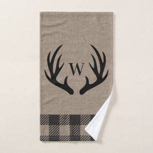 Rústica Cabina Lodge Antlers Toalla Monogramada