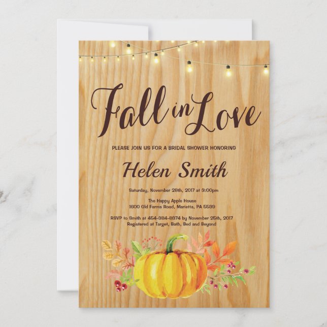 Rústica cadena de caída ilumina invitación a ducha (Anverso)