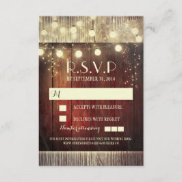 Rústica cadena de país luces de boda tarjetas RSVP