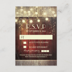 Rústica cadena de país luces de boda tarjetas RSVP