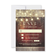 Rústica cadena de país luces de boda tarjetas RSVP