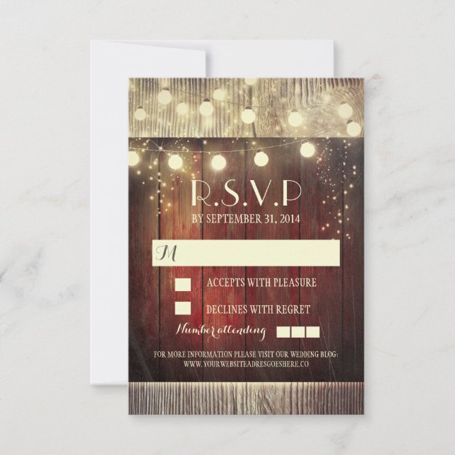 Rústica cadena de país luces de boda tarjetas RSVP (Anverso)