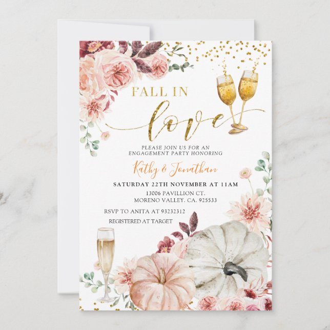 Rústica calabaza cae en amor Invitación al comprom (Anverso)