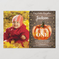 Rústica Calabaza Caída Invitación de cumpleaños Or