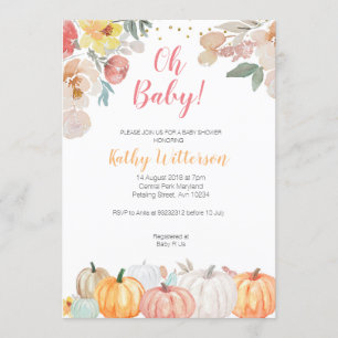 Rústica calabaza floral invitación a la ducha de b
