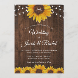 Rústica cuerda de girasol ilumina invitación de ma