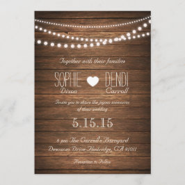 Rústica cuerda de la invitación de matrimonio de l