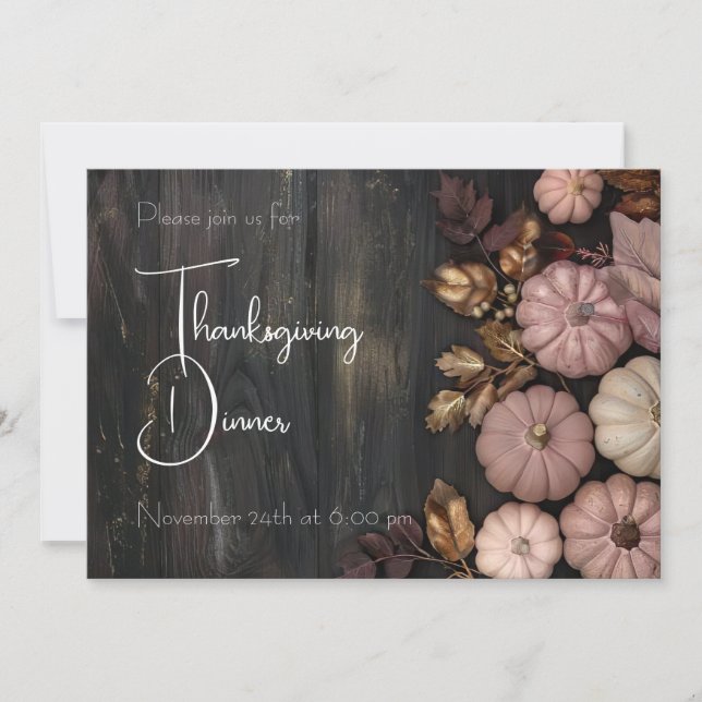 Rústica de la invitación a calabaza de la cena de  (Anverso)