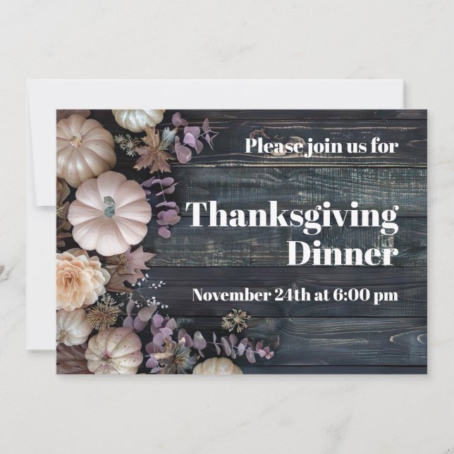 Rústica de la invitación a calabaza de la cena de  (Anverso)