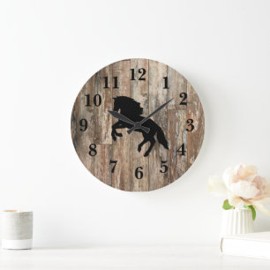 Rústica Decoración De Madera Rociosa Gran Reloj