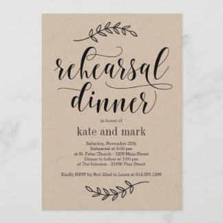 Rústica elegancia ensayo Invitación a la cena Kraf