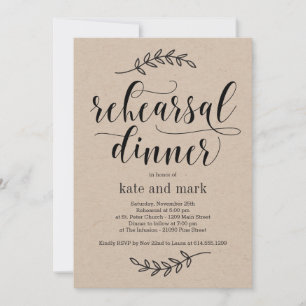 Rústica elegancia ensayo Invitación a la cena Kraf