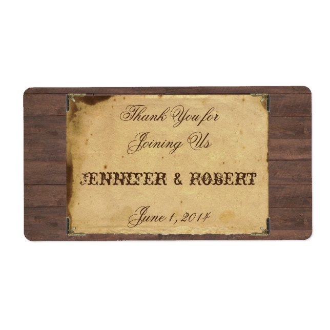 Rústica etiqueta de botella de agua para Gorras de (Frente)